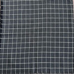 Dark grey Windowpane Scarf with White Grid 50x54” square 100%wool